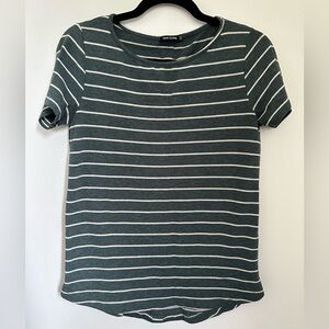 Pink Clover Dark Teal Striped Short Sleeve Top